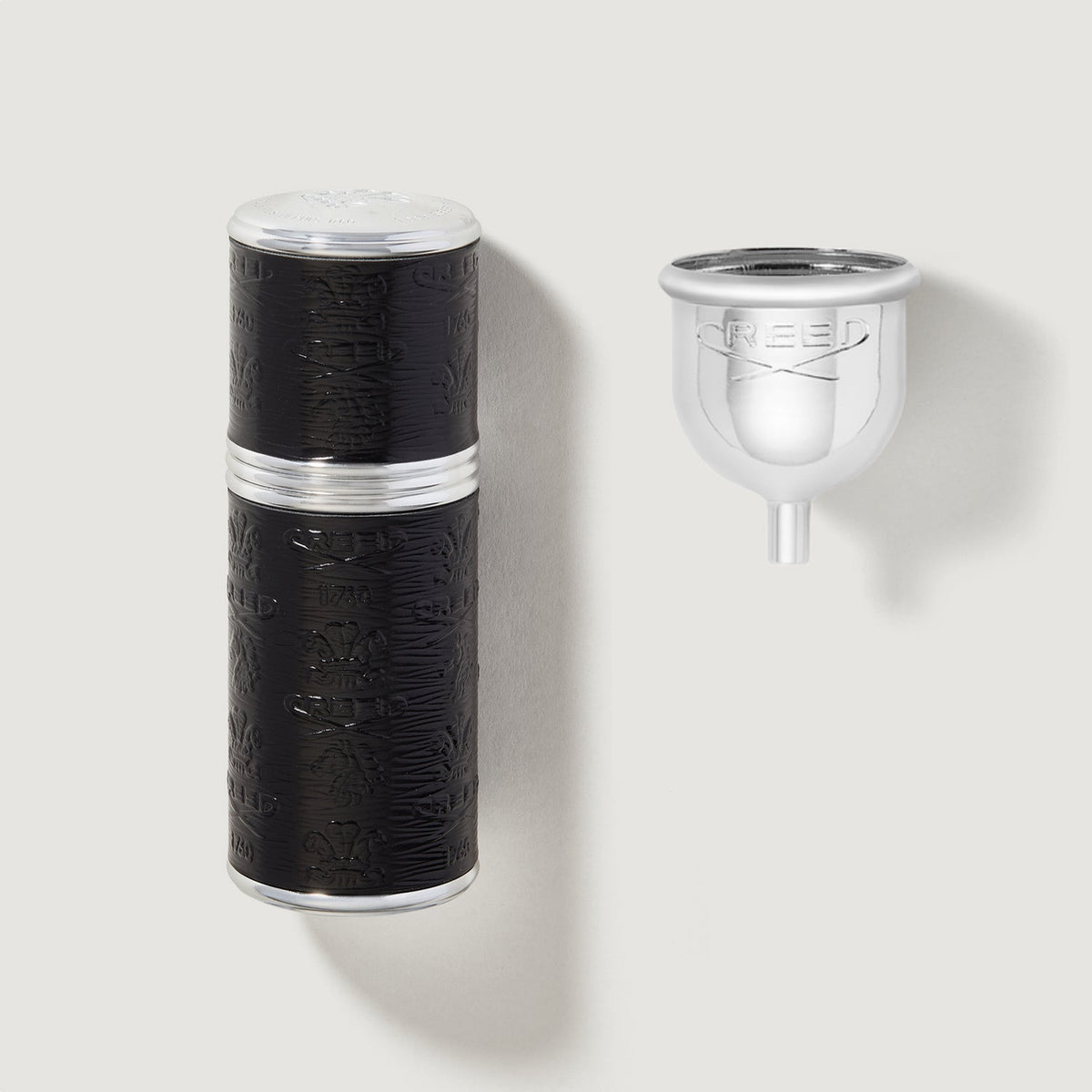 50ml atomizer black with silver trim and funnel